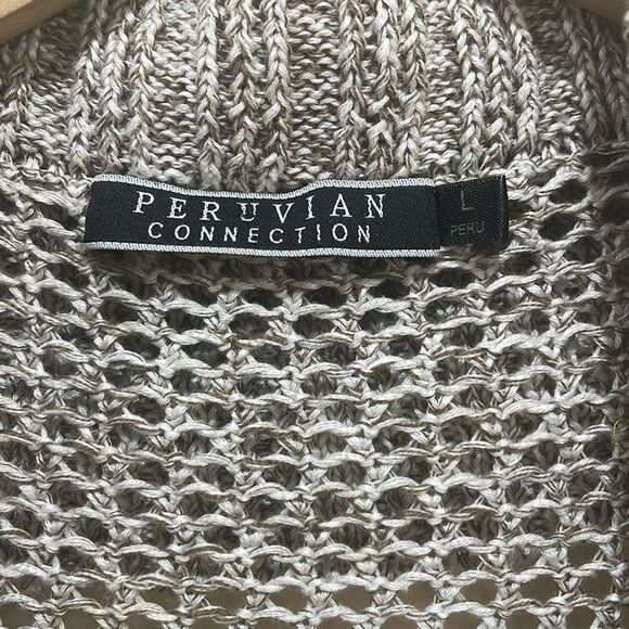 Peruvian Connection Pima Cotton Open Front Long Sleeve Knit Duster Cardigan - L - Picture 4 of 8